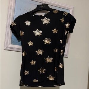 Carmen Marc Volvo black and Gold Star Patterned Women's Top S